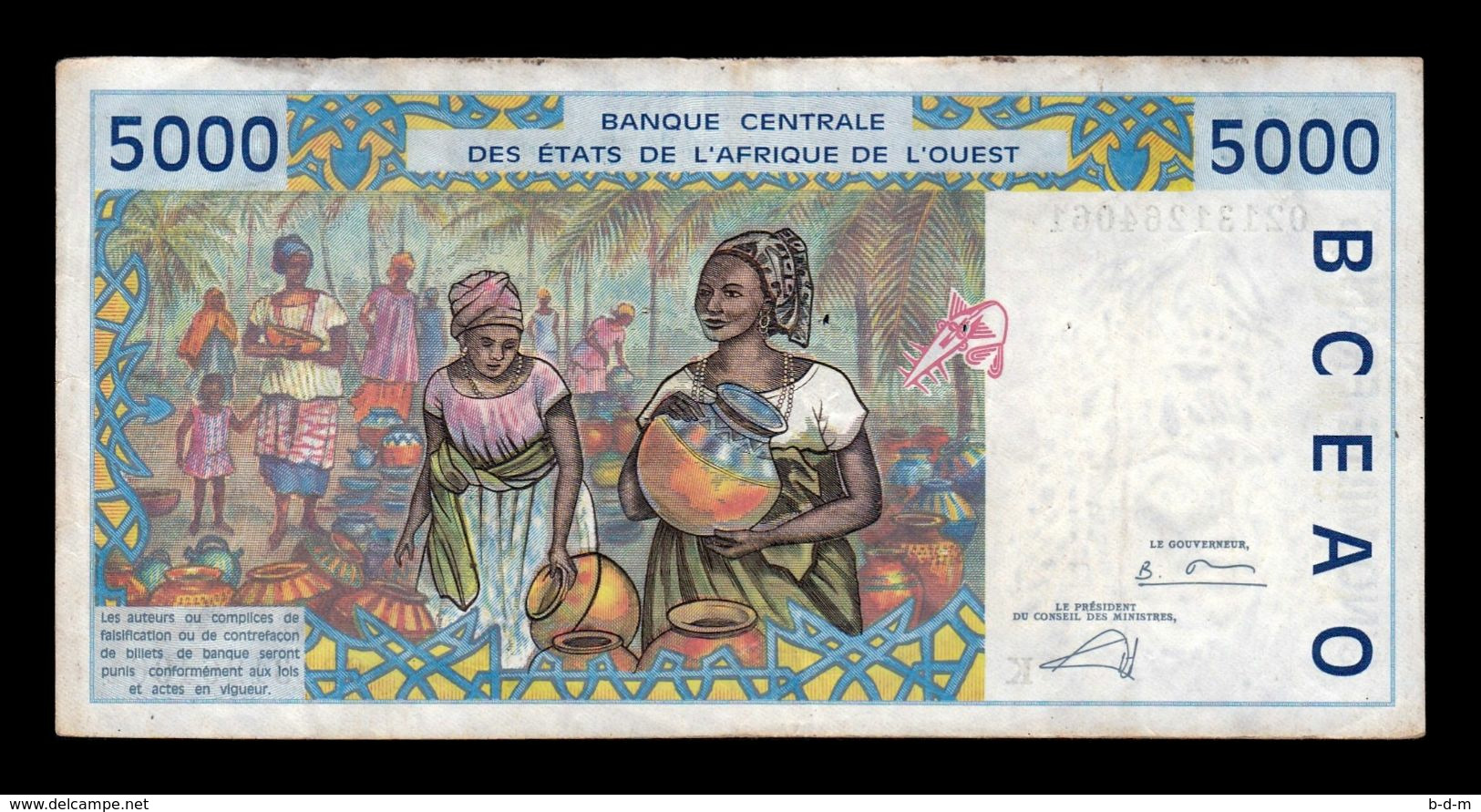 West African St. Senegal 5000 Francs 2002 Pick 713Kl T.061 BC/MBC F/VF - Sénégal