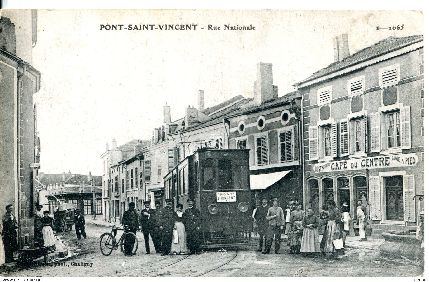 N°3810 R -cpa Pont Saint Vincent -rue Nationale- Tramway-  RRR - - Strassenbahnen