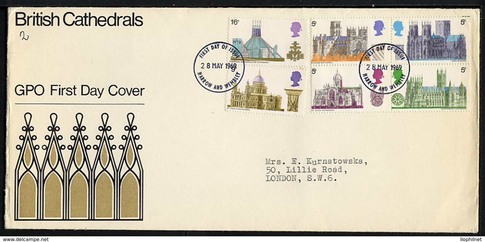 GB GRANDE-BRETAGNE 1969, CATHEDRALES / CHURCHES Sur Enveloppe Premier Jour / FDC - Iglesias Y Catedrales