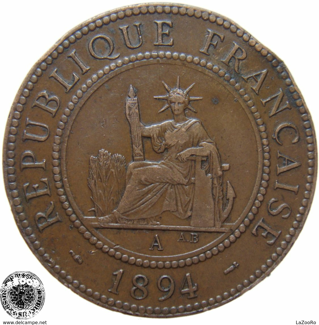 LaZooRo: French Indochina 1 Cent 1894 VF - Frans-Indochina