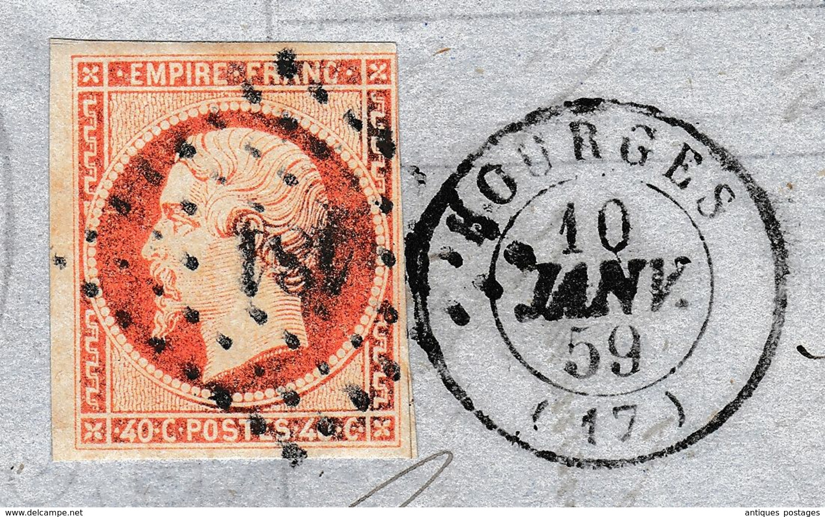 Lettre Bourges Cher 1859 Commentry Allier Mornet & Brisson Banque Banquier Napoléon III 40 Centimes - 1853-1860 Napoleon III