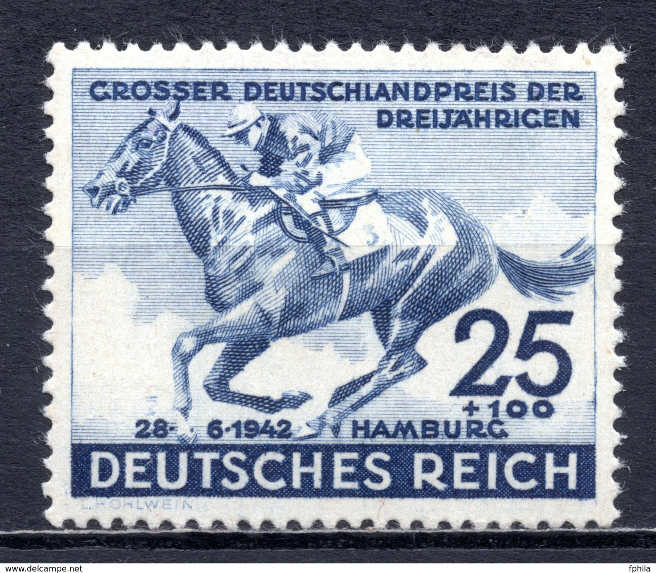 1942 REICH BLUE BAND HORSE RACES MICHEL: 814 MNH ** - Nuevos