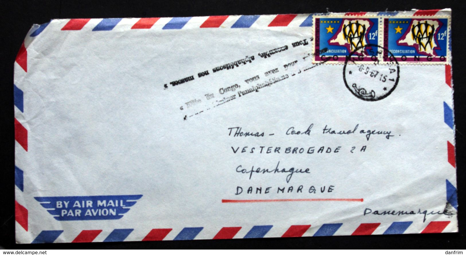 Congo 1967 Letter  To Denmark  ( Lot 2358 ) - Autres & Non Classés