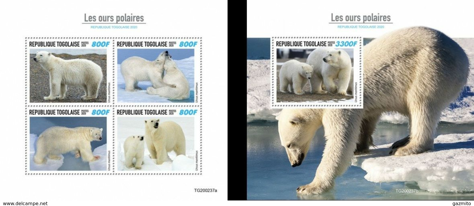 Togo 2020, Animals Polar Bears, 4val In BF+BF - Faune Arctique