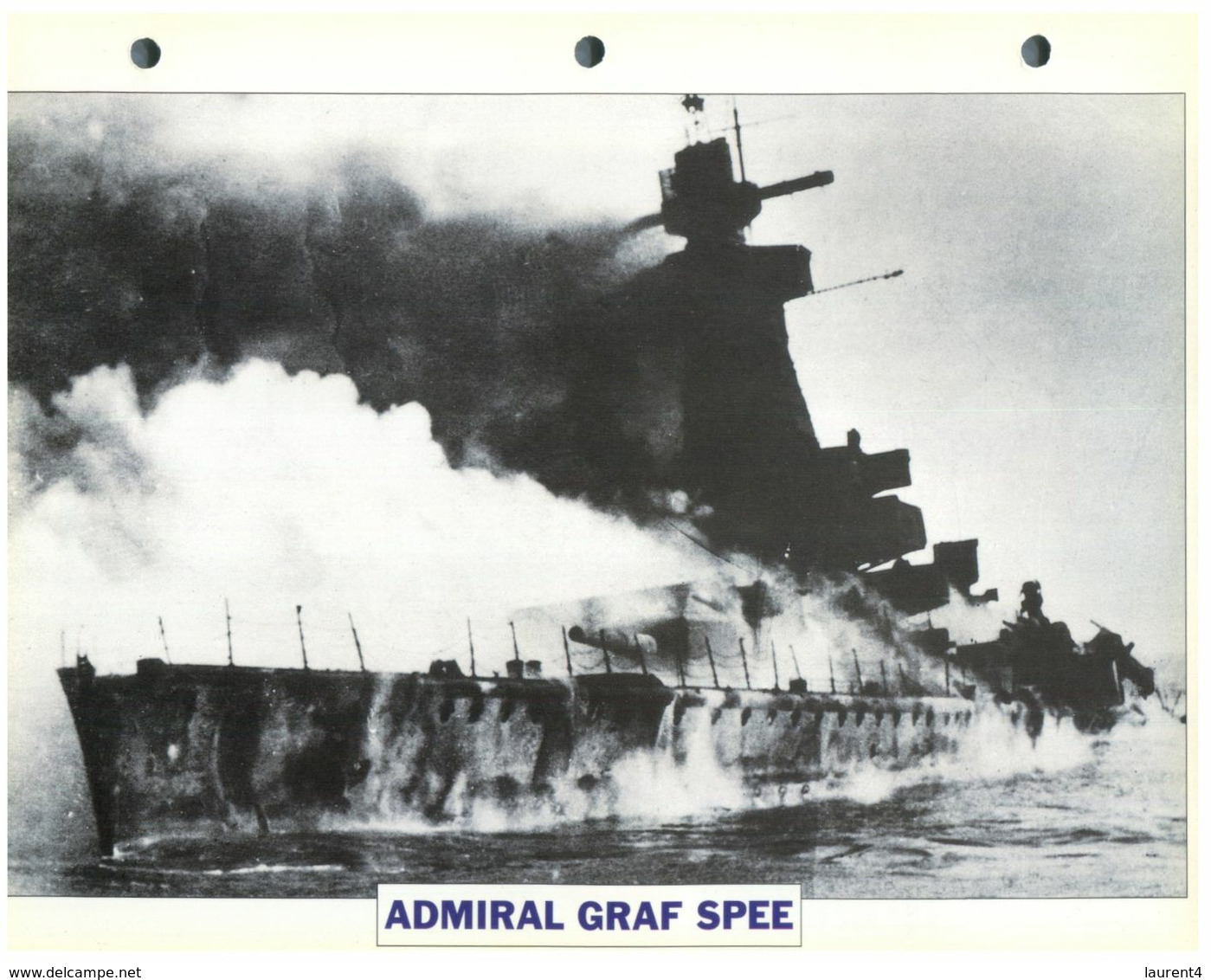 (25 X 19 Cm) (5-9-2020) - L - Photo And Info Sheet On Warship - German Navy - Admiral Graf Spee - Bateaux