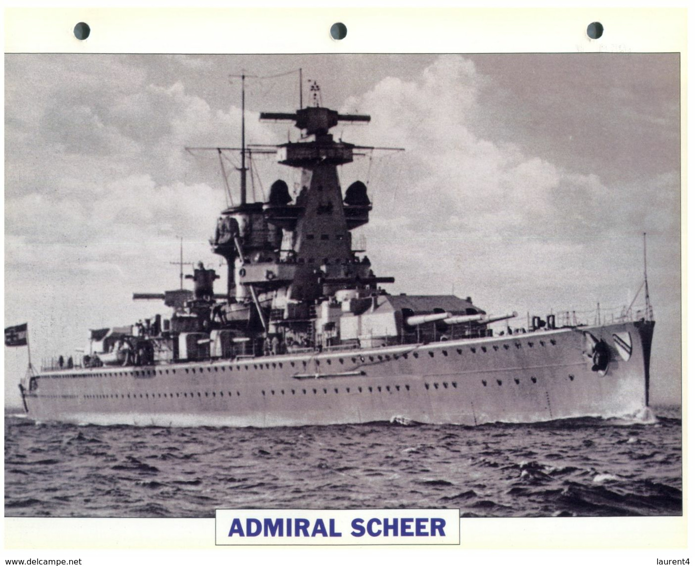 (25 X 19 Cm) (5-9-2020) - L - Photo And Info Sheet On Warship - German Navy - Admiral Scheer - Bateaux