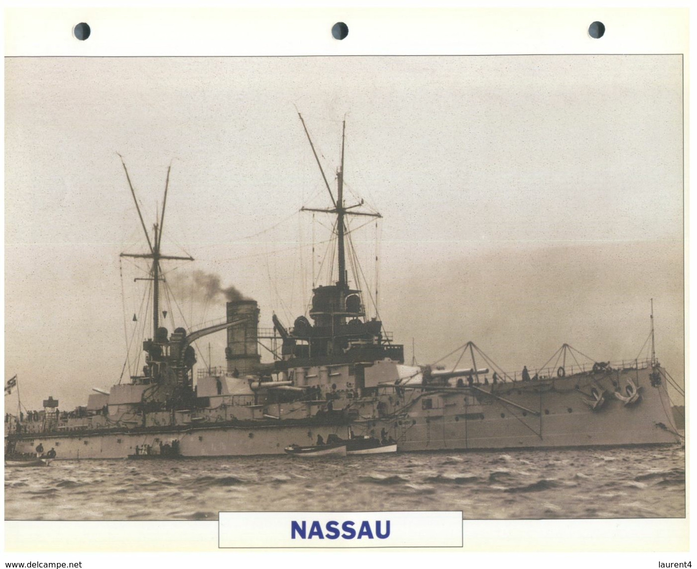 (25 X 19 Cm) (5-9-2020) - L - Photo And Info Sheet On Warship - German Navy - Nassau - Bateaux
