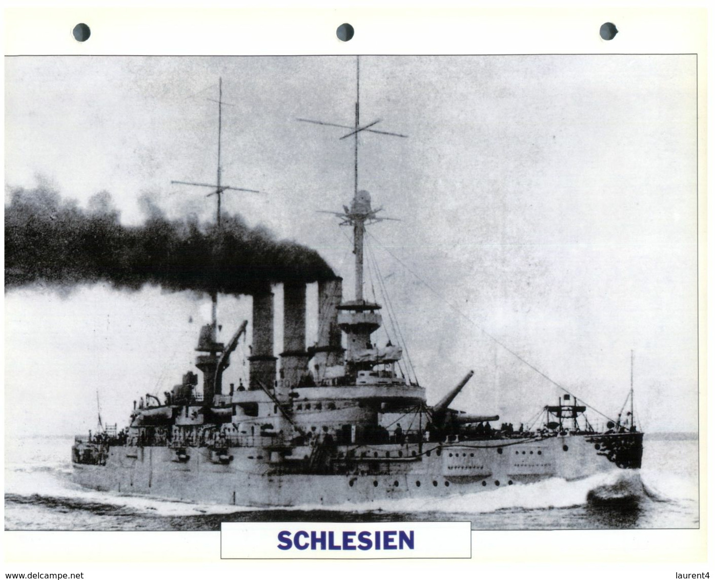 (25 X 19 Cm) (5-9-2020) - L - Photo And Info Sheet On Warship - German Navy - Schlesien - Bateaux