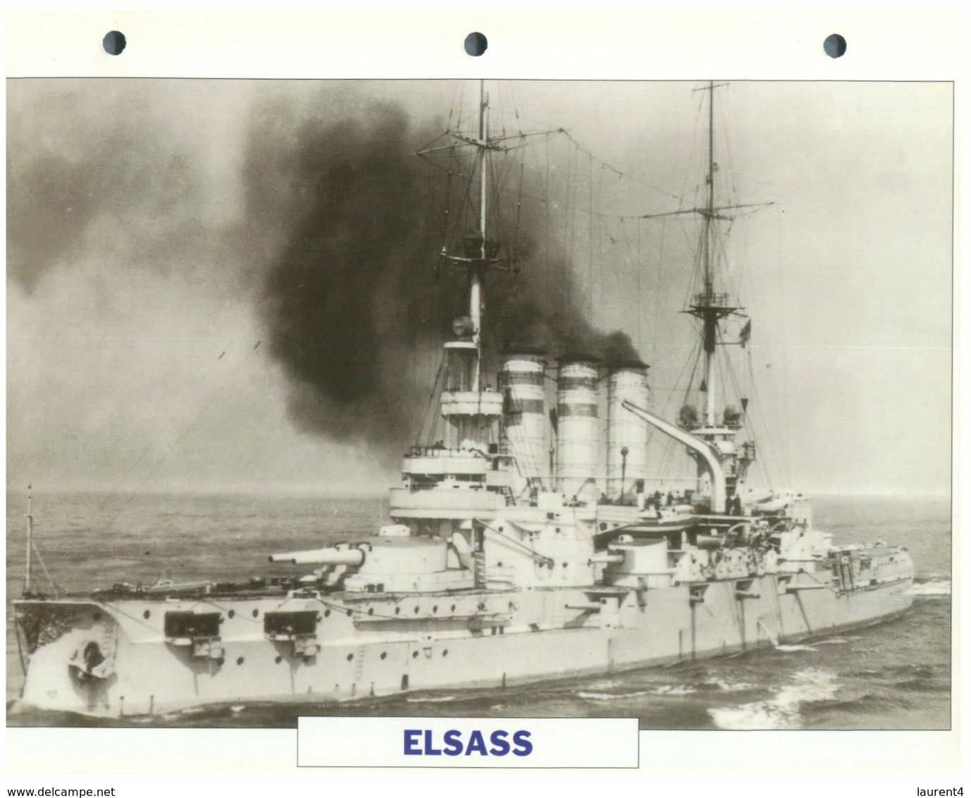 (25 X 19 Cm) (5-9-2020) - L - Photo And Info Sheet On Warship - German Navy - Elsass - Bateaux