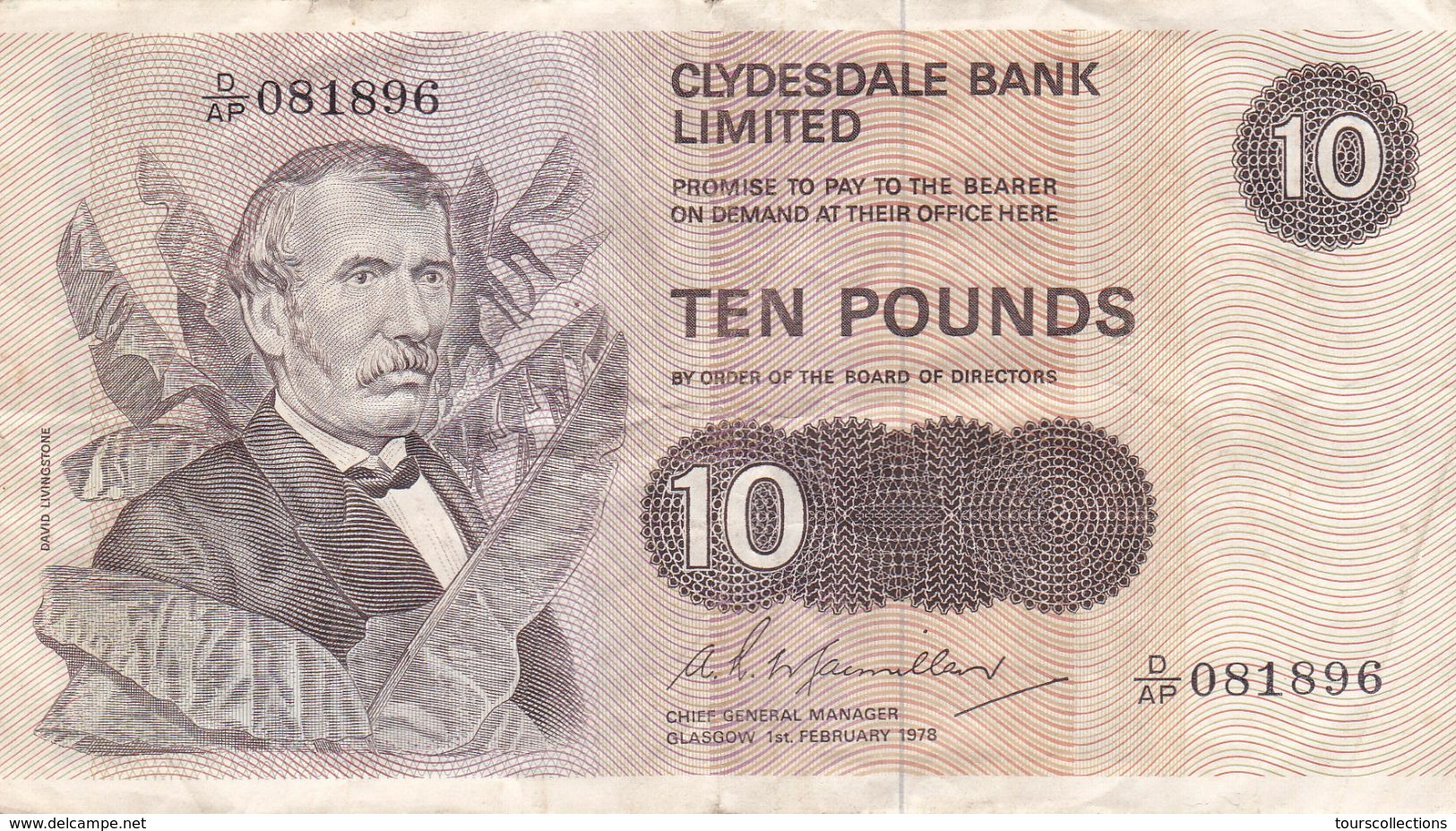 BILLET ECOSSE 10 POUNDS 1978 - David Livingstone - Clydesdale Bank Limited - Dromadaire Camel Scène Africaine - Pick 207 - 10 Ponden