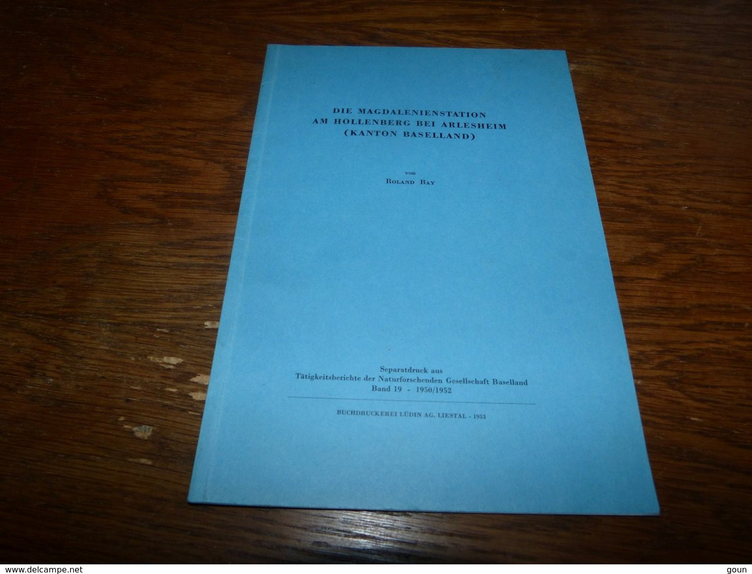 Die Magdalenienstation Am Hollenberg Bei Arlesheim Roland Bay 1953 16 Pages - Archäologie