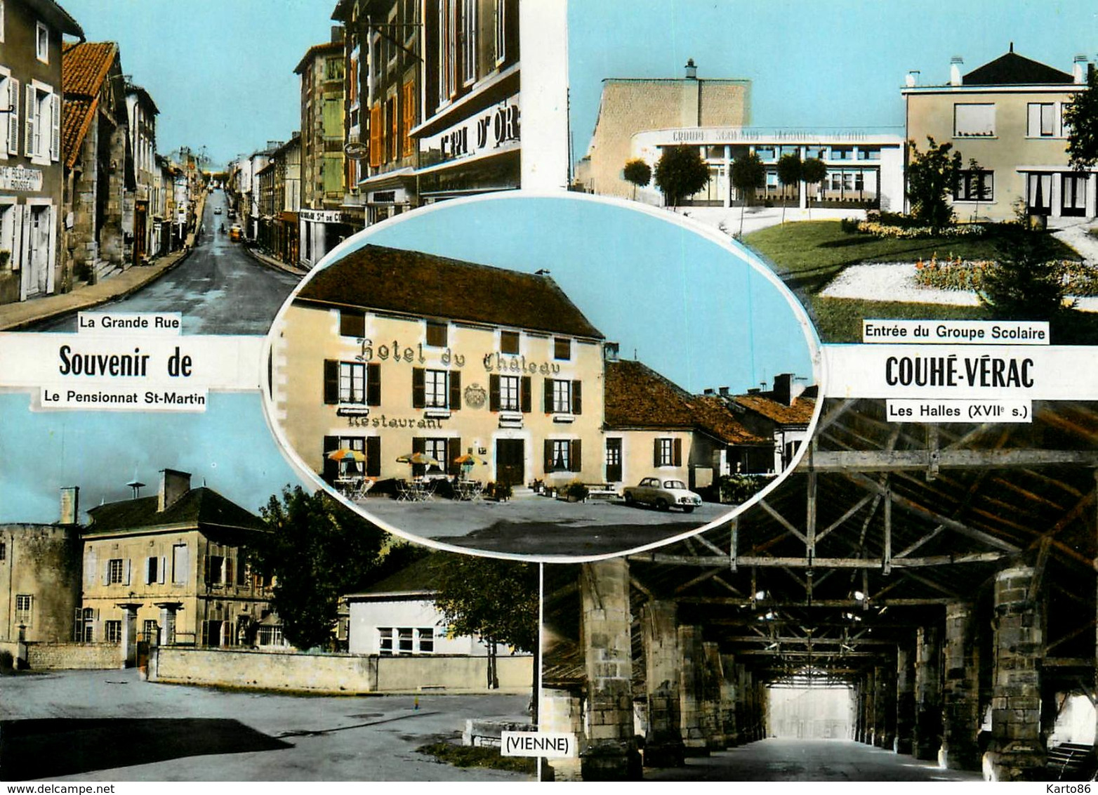 Couhé Vérac * Souvenir Du Village * 5 Vues * Hôtel Du Château * Halles * Rues * école Groupe Scolaire - Couhe