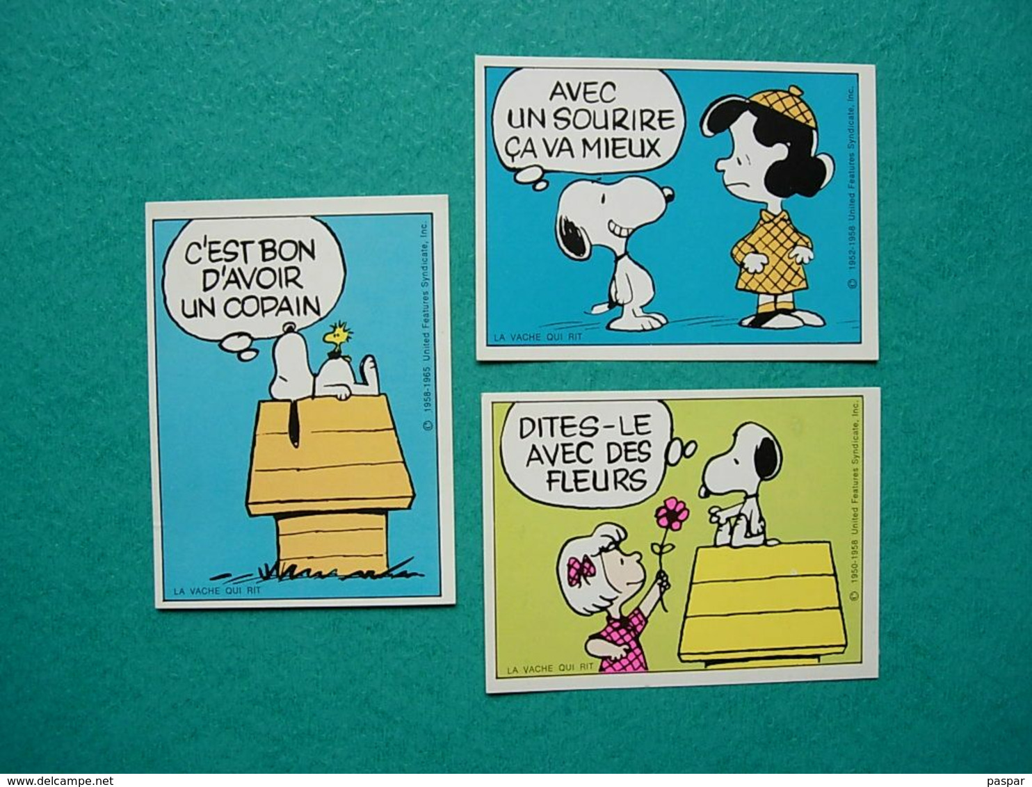 Lot De 3 Images Vignettes Adhesifs VACHE QUI RIT - SNOOPY - Altri & Non Classificati