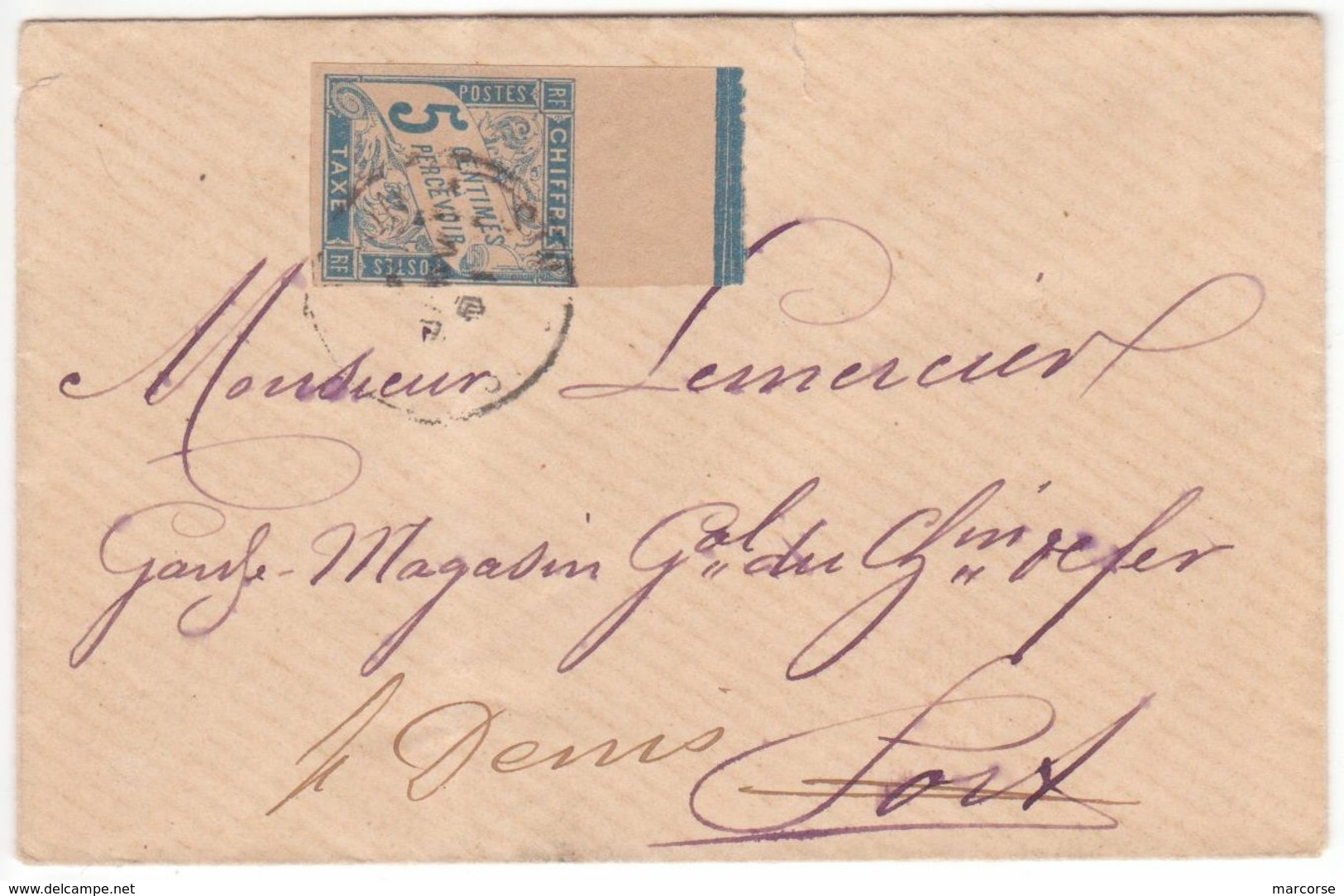 Réunion Petite Enveloppe JANVIER 1901 SAINT-DENIS Affranchissement 5c TAXE Utilisé Comme Timbre-poste (pénurie 20 Jours) - Briefe U. Dokumente