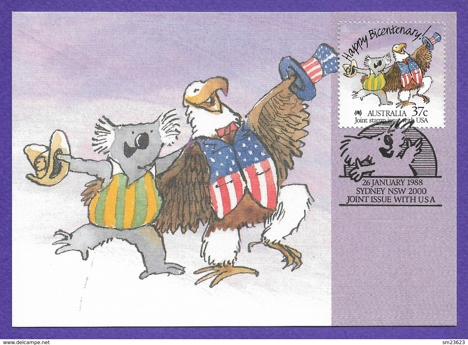 Australien / USA 1988  Mi.Nr. 1079 , Happy Bicentenary - Maximum Card - Joint Issue With USA 26 January 1988 - Cartes-Maximum (CM)