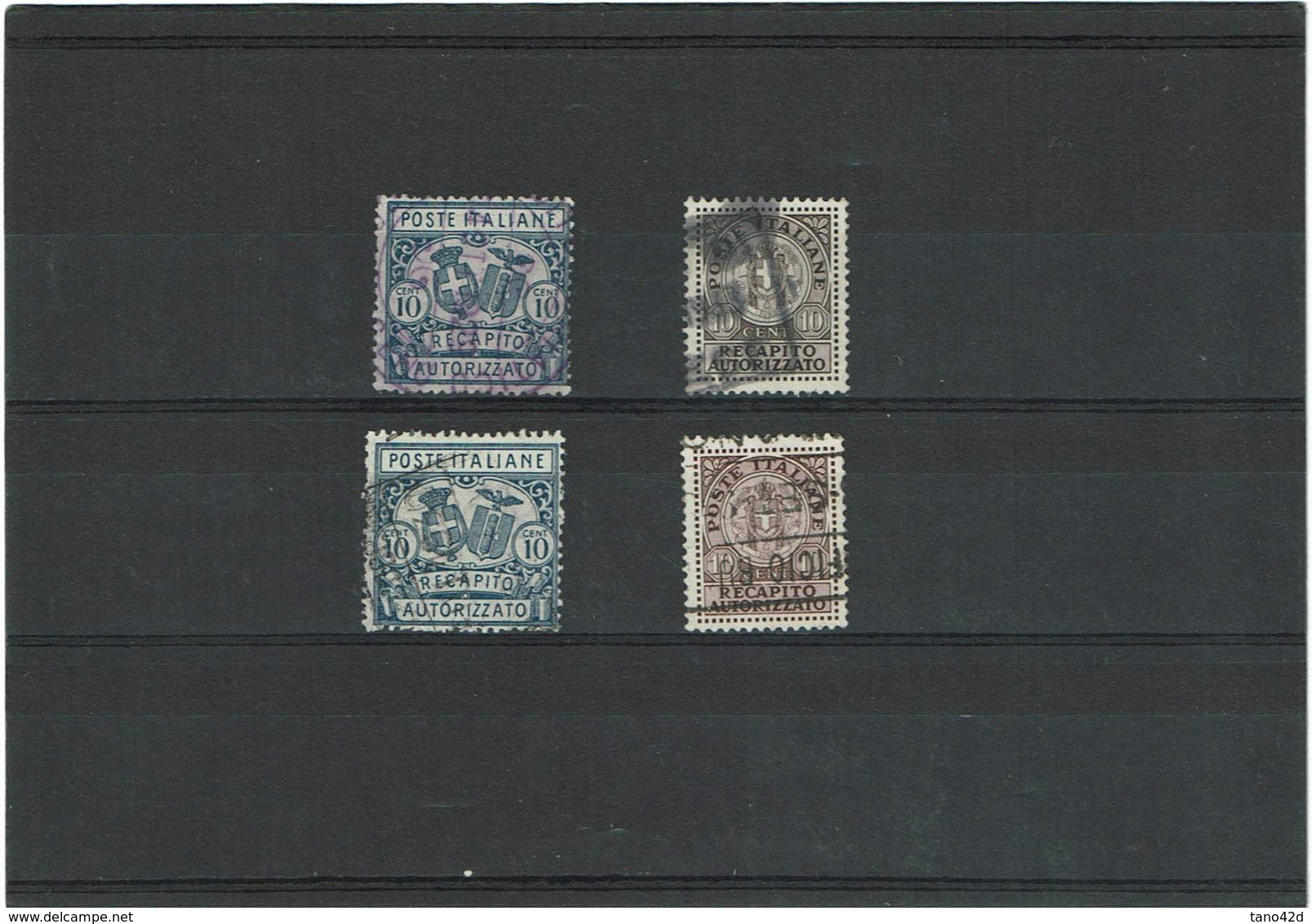 LRD11 - ITALIE REGNE VE III RECAPITO AUTORIZZATO D 14 2 SERIES  OBLITEREES NUANCES DE COULEUR - Asegurados