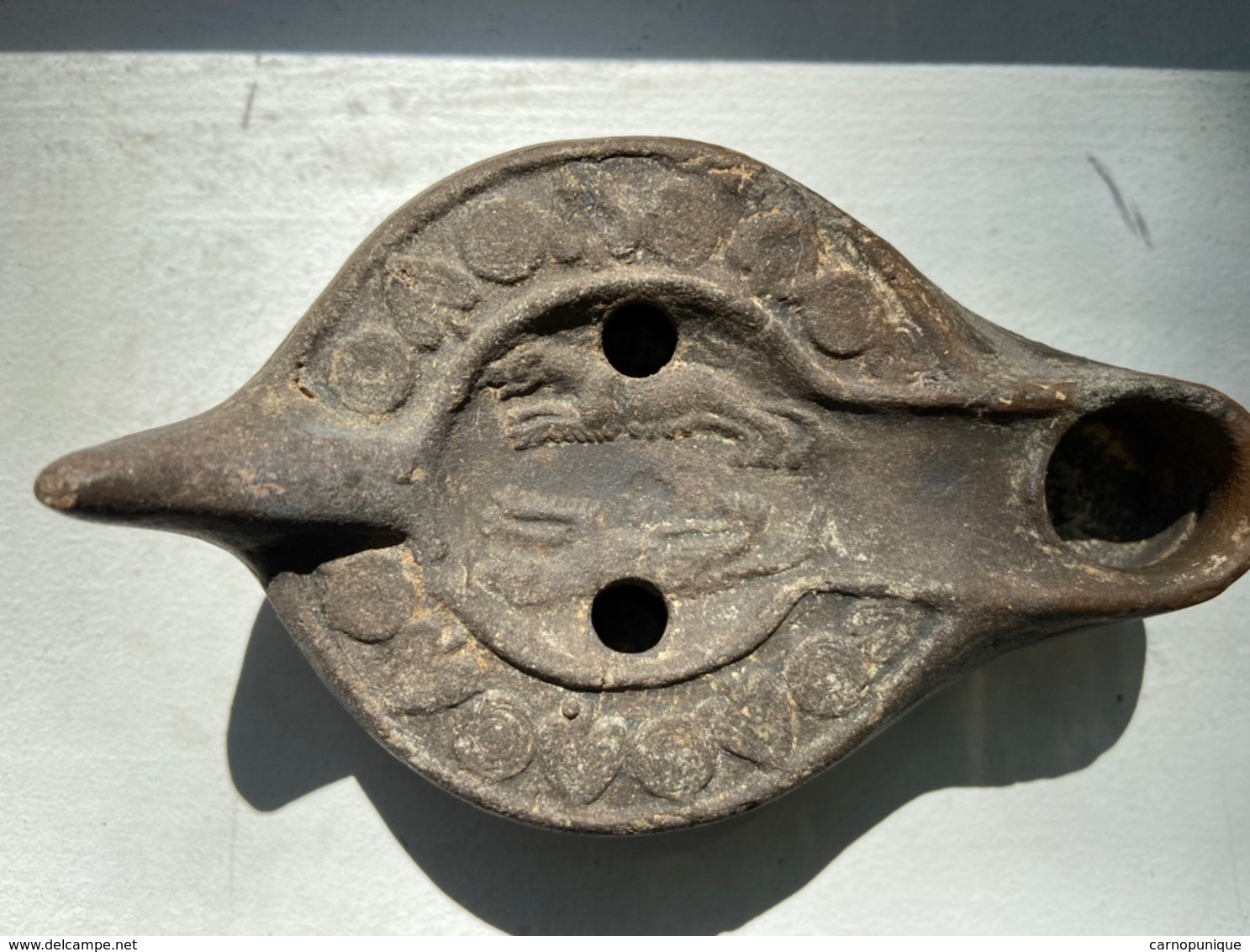 Rare Lampe à Huile Chretienne Carthage - Arqueología