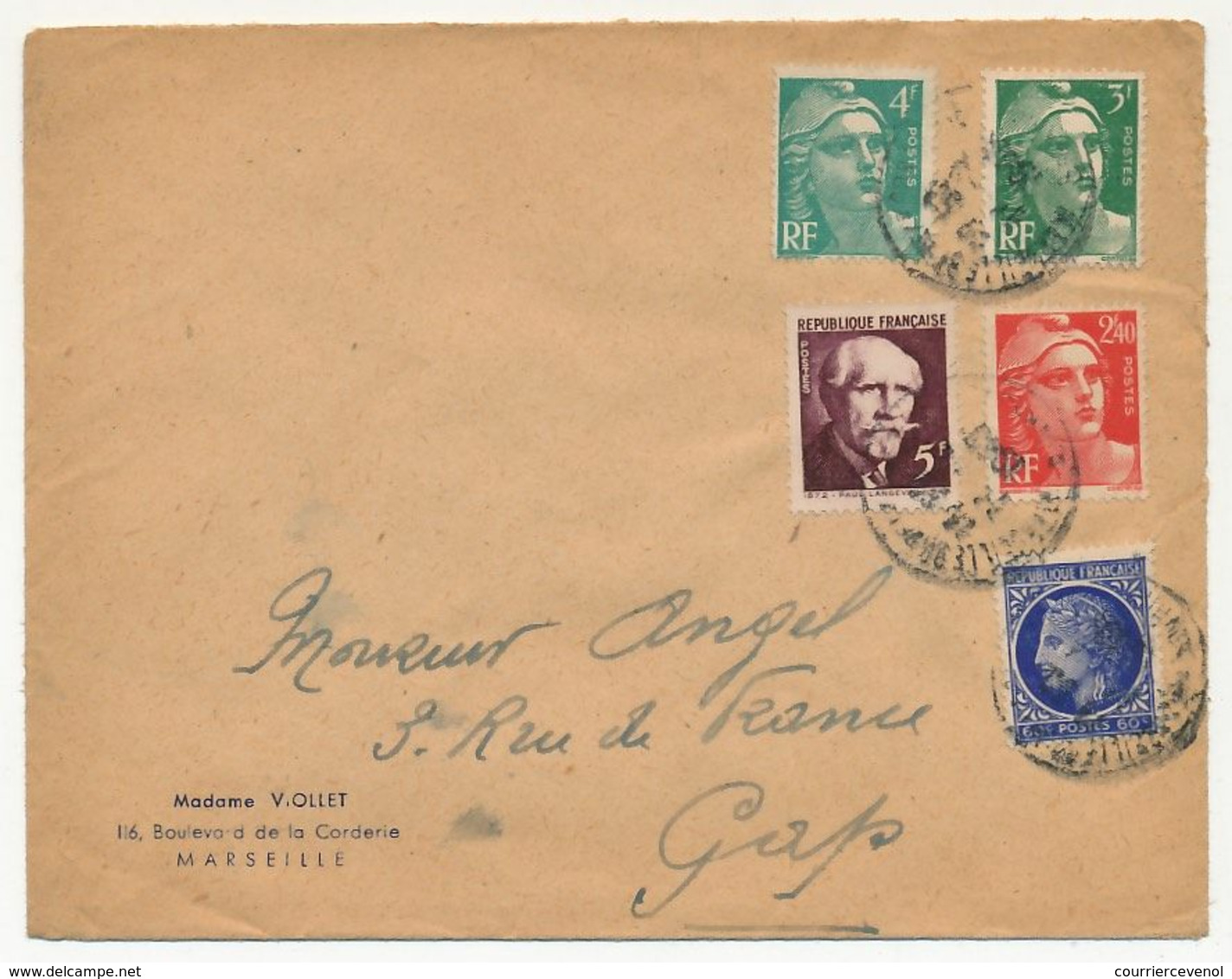 FRANCE - Env.  Affr Composé 1948 - Marseille - Lettres & Documents