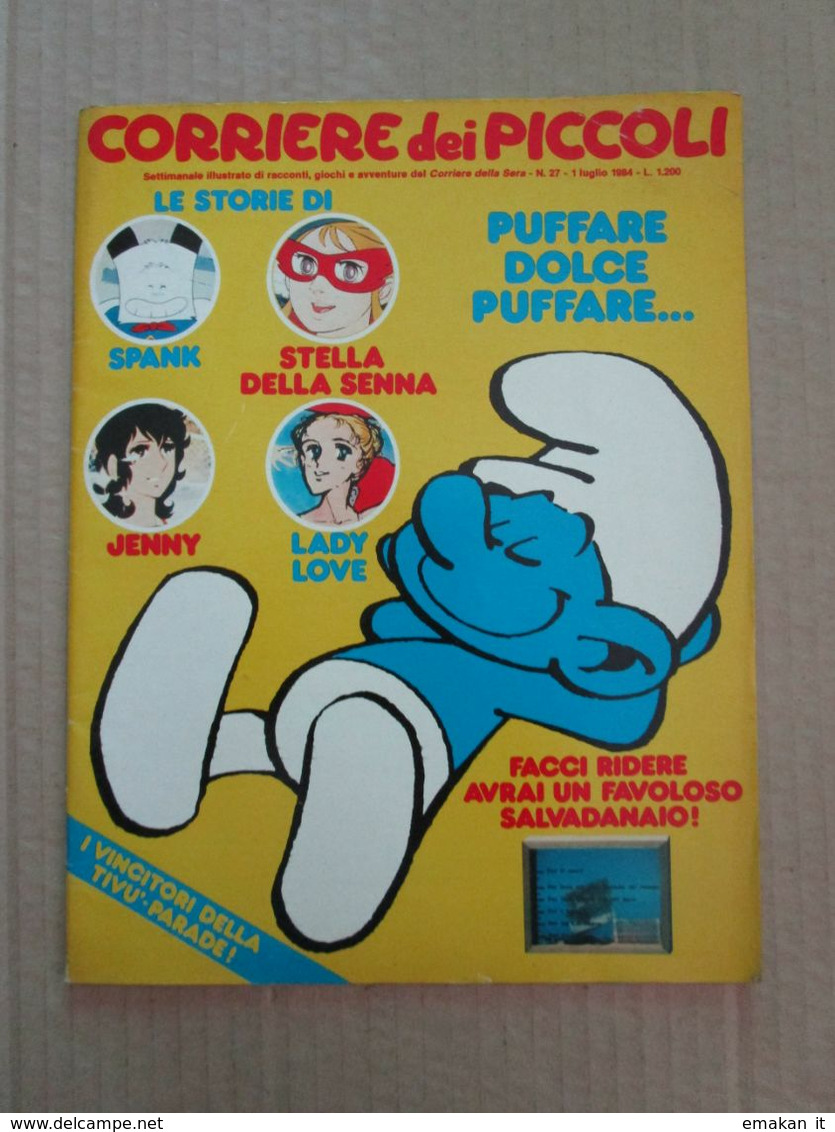 #  CORRIERE DEI PICCOLI N 27 / 1984  PUFFI / PIMPA / ALLEGATI GIOCHI DA RITAGLIARE - Corriere Dei Piccoli