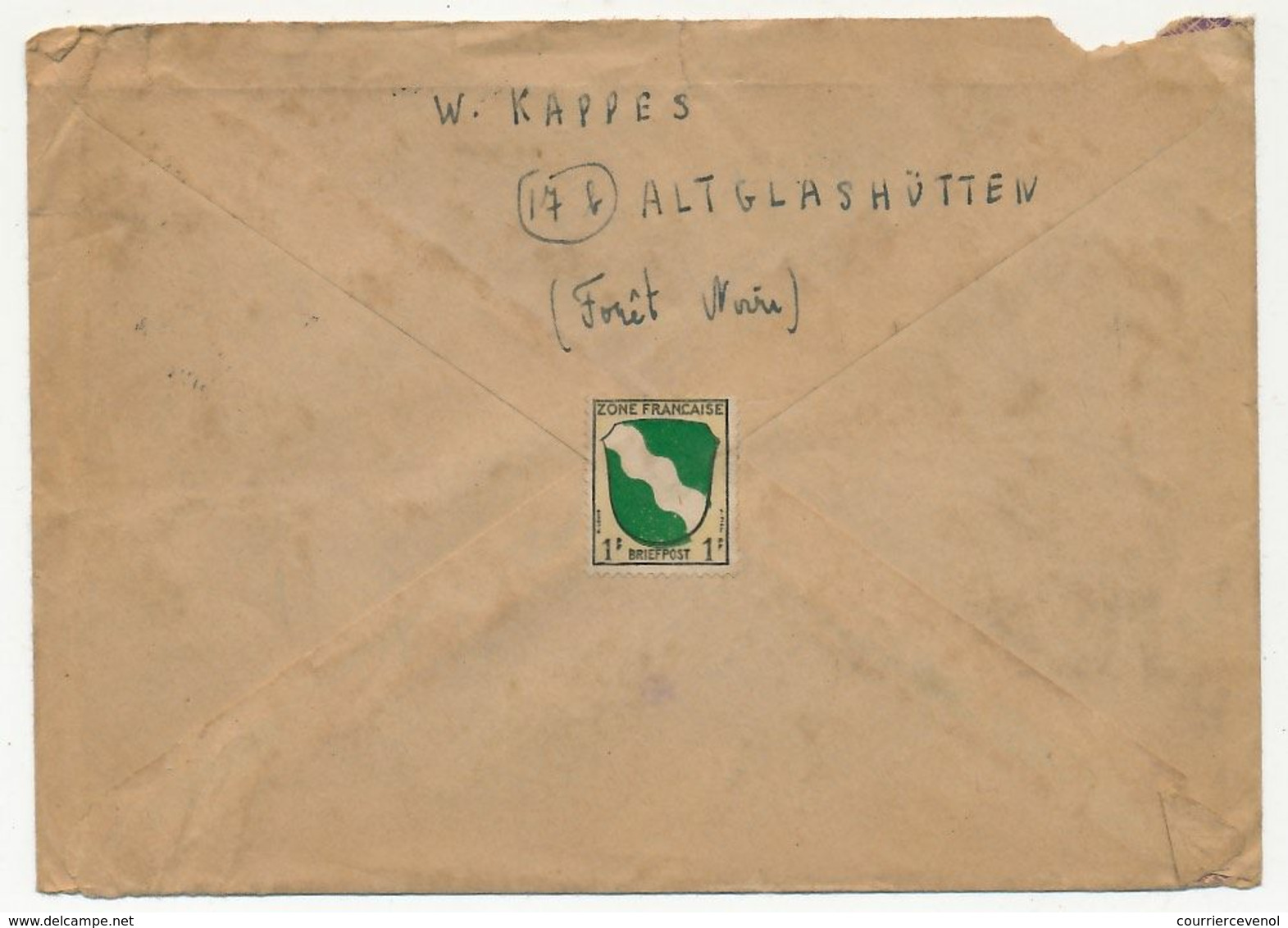 Zone D'Occupation F. - Deux Enveloppes Affranchissements Composés (Blasons) - Altglash 1947 - Autres & Non Classés
