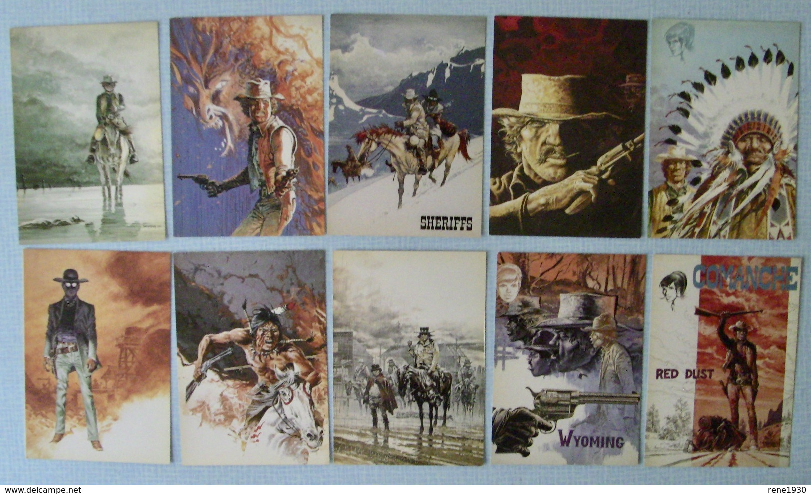 10 Cartes Postales Hermann Greg Comanche Red Dust Dargaud - Postcards