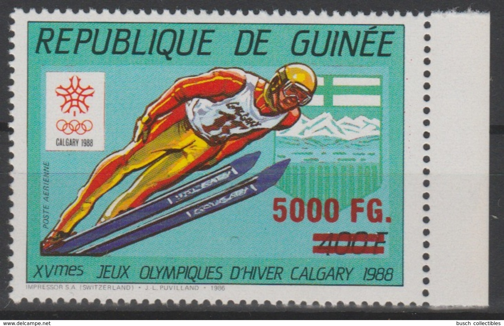Guinée Guinea 2009 Mi. 6765 Surchargé Overprint Winter Olympic Games Calgary 1988 Vancouver 2010 Jeux Olympiques Ski - Hiver 1988: Calgary