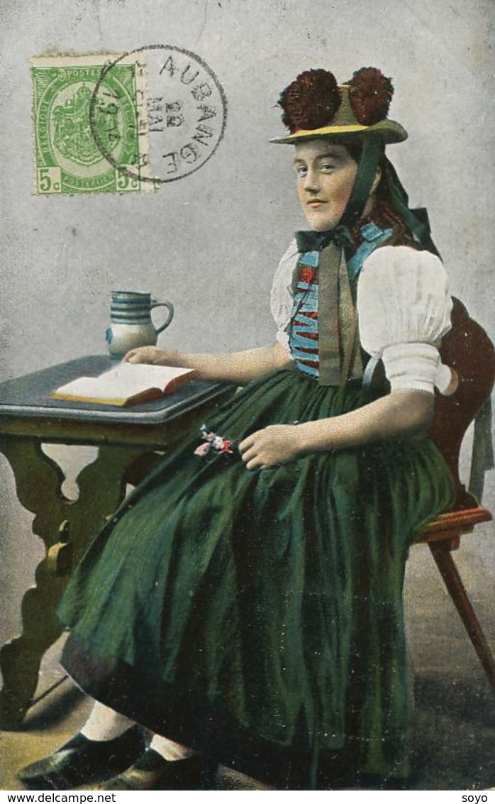 CP Timbrée De Aubange  Vers Nimes 1904  Femme Costume Local - Aubange