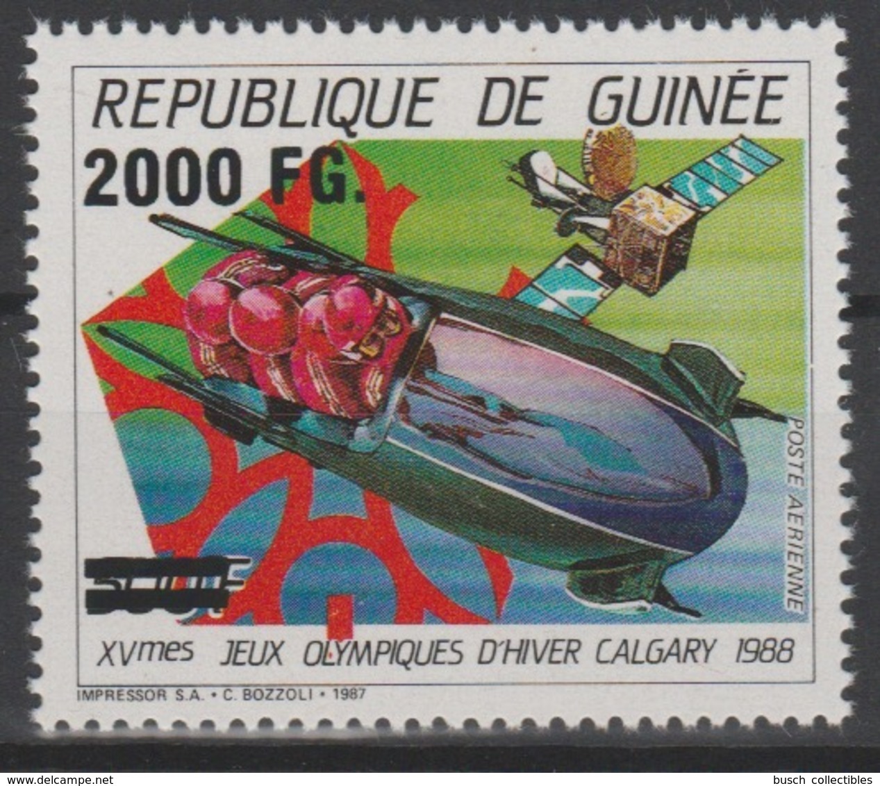 Guinée Guinea 2009 Mi. 6764 Surchargé Overprint Winter Olympic Games Calgary 1988 Vancouver 2010 Jeux Olympiques Ski - Hiver 1988: Calgary