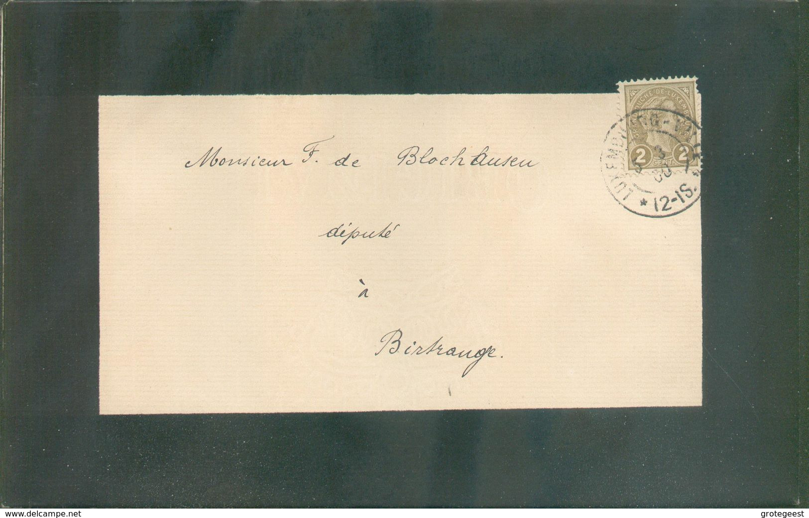 2 Centimes Olive Obl. Dc LUXEMBOURG-VILLE Sur Faire-part De Deuil Imprimé (Johann Bernh KRIER) Du 5-3-1900 Vers Château - 1895 Adolphe Right-hand Side