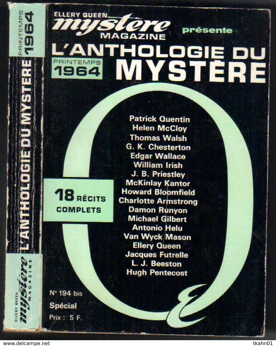 ANTHOLOGIE DU MYSTERE  PRINTEMPS 1964  N° 194-BIS - Opta - Littérature Policière