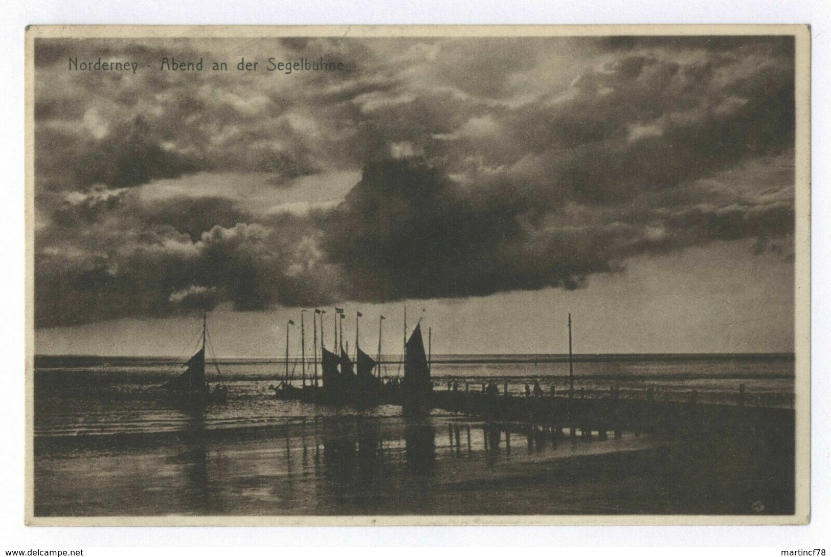 Norderney Abend An Der Segelbühne Gel. 1933 Postkarte Ansichtskarte - Norderney