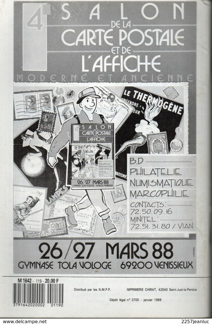Revue : Cartes Postales Et Collection  N: 119  Janvier - Février 1988 - Francese