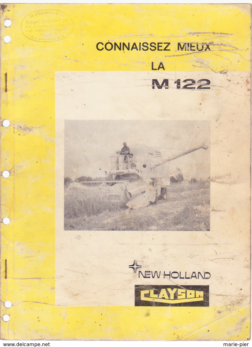 Documentation Moissonneuse Batteuse CLAYSON M 122 - Maschinen