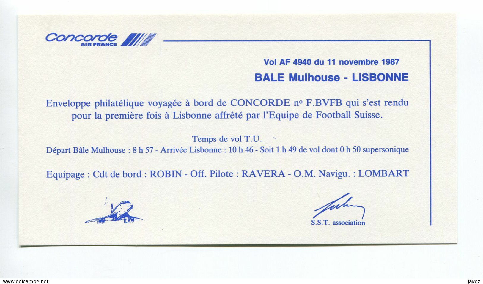 1er Vol CONCORDE BALE - LISBONNE - MALTE - BALE 11, 13, 15 Novembre 1987. 3 Enveloppes - Airplanes