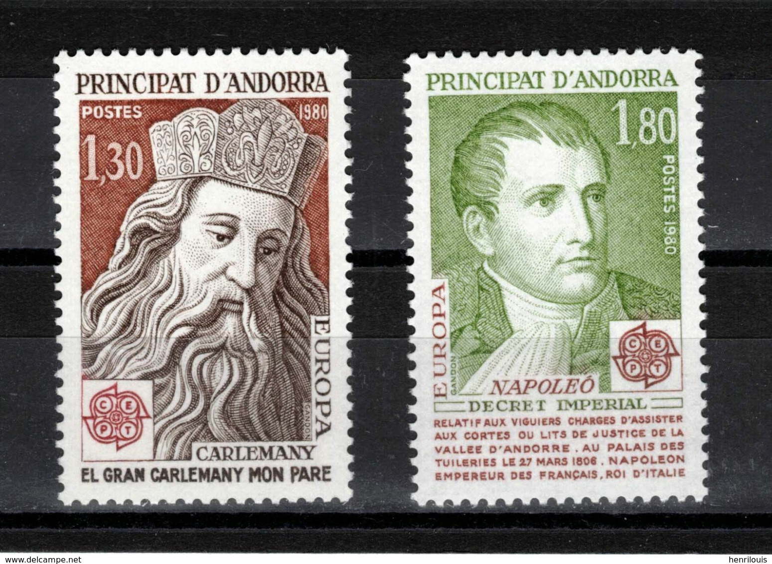 ANDORRE Timbres Neufs **de 1980  ( Ref 1794 B  ) EUROPA - Charlemagne - Napoléon - Other & Unclassified