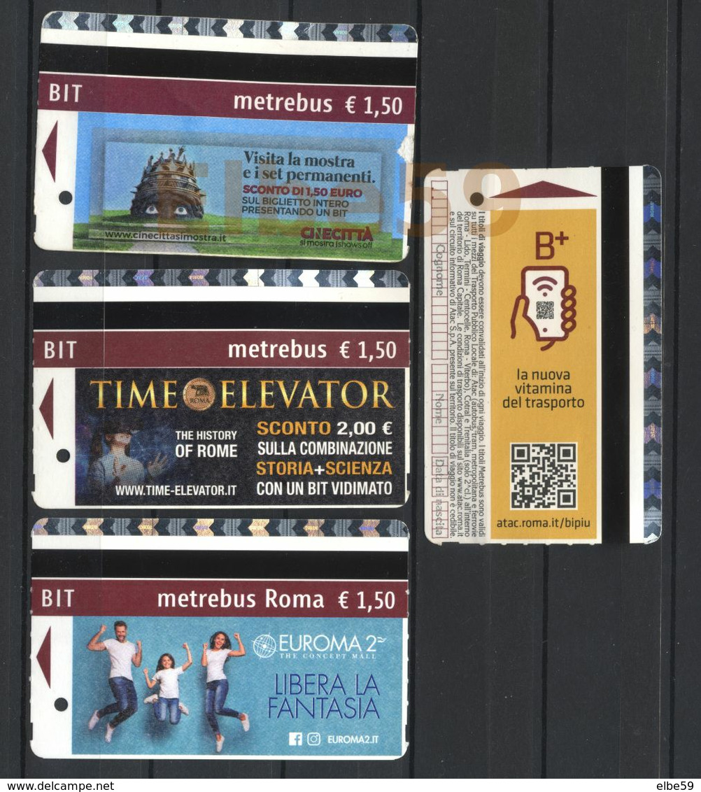 Roma, 2020, Metrebus, Cinecittà, Time Elevator, Euroma 2, B+ QR Code, 4 Biglietti - Europa