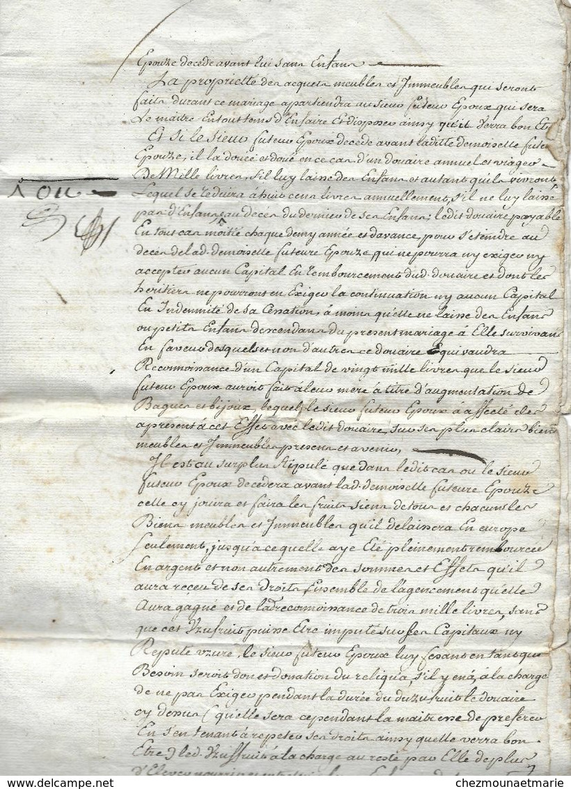 CONTRAT DE MARIAGE 1774 JEAN MESPLES SEIGNEUR DES ECHANGES VILLE ROYALE DE CASTEL AVEC LAVIALLE BORDEAUX - Documents Historiques