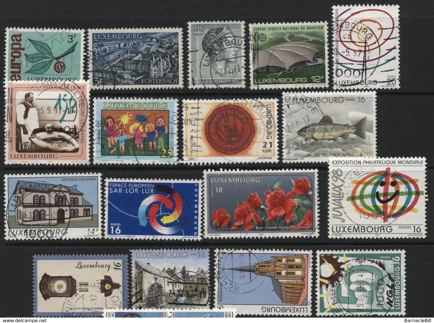 Luxembourg (69) 1965-2001 50 Different Stamps. Used & Unused. - Collections