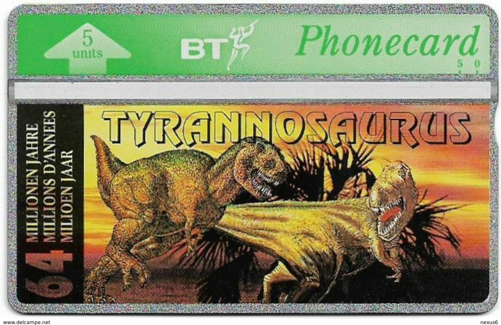 UK - BT - L&G - BTO-065B - Dinosaurs, Tyrannosaurus #8 - 308G - 5Units, 2.000ex, Mint - BT Emissions Etrangères