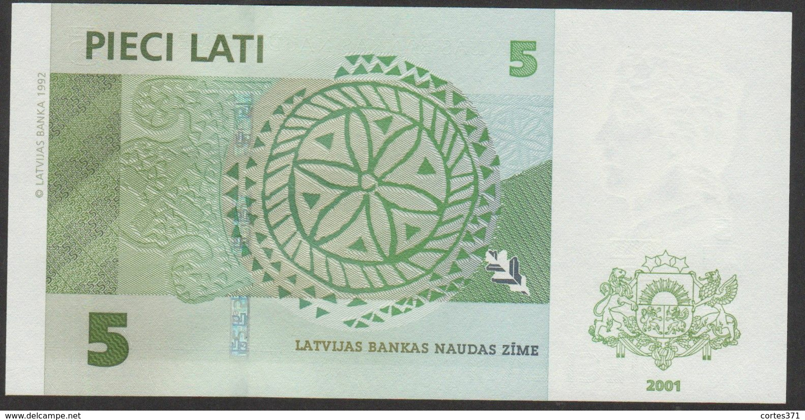 Latvia 5 Lati 2001 P-49b REPLACEMENT (Series AZ) UNC - Latvia