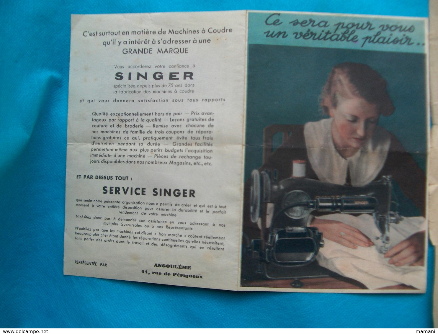 Enveloppe Timbrée 1937-facturer-pub Machine A Coudre Singer - Werbung