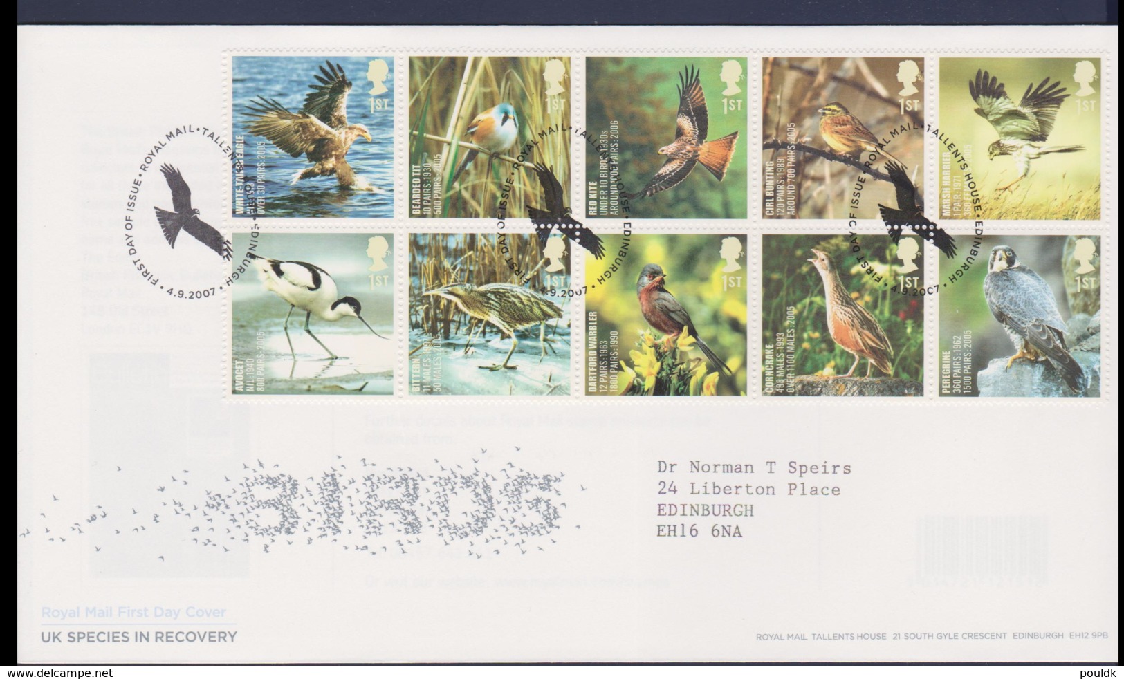 Great Britain FDC 2007 Birds - From Tallents House (LA25) - Otros & Sin Clasificación