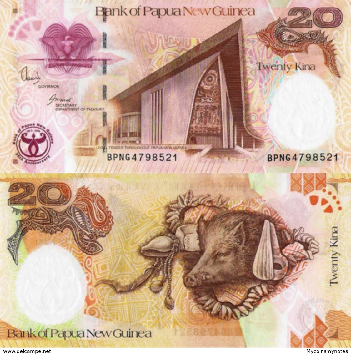 PAPUA NEW GUINEA, 20 Kina, 2008, Conmemorative, P36a, UNC - Papouasie-Nouvelle-Guinée