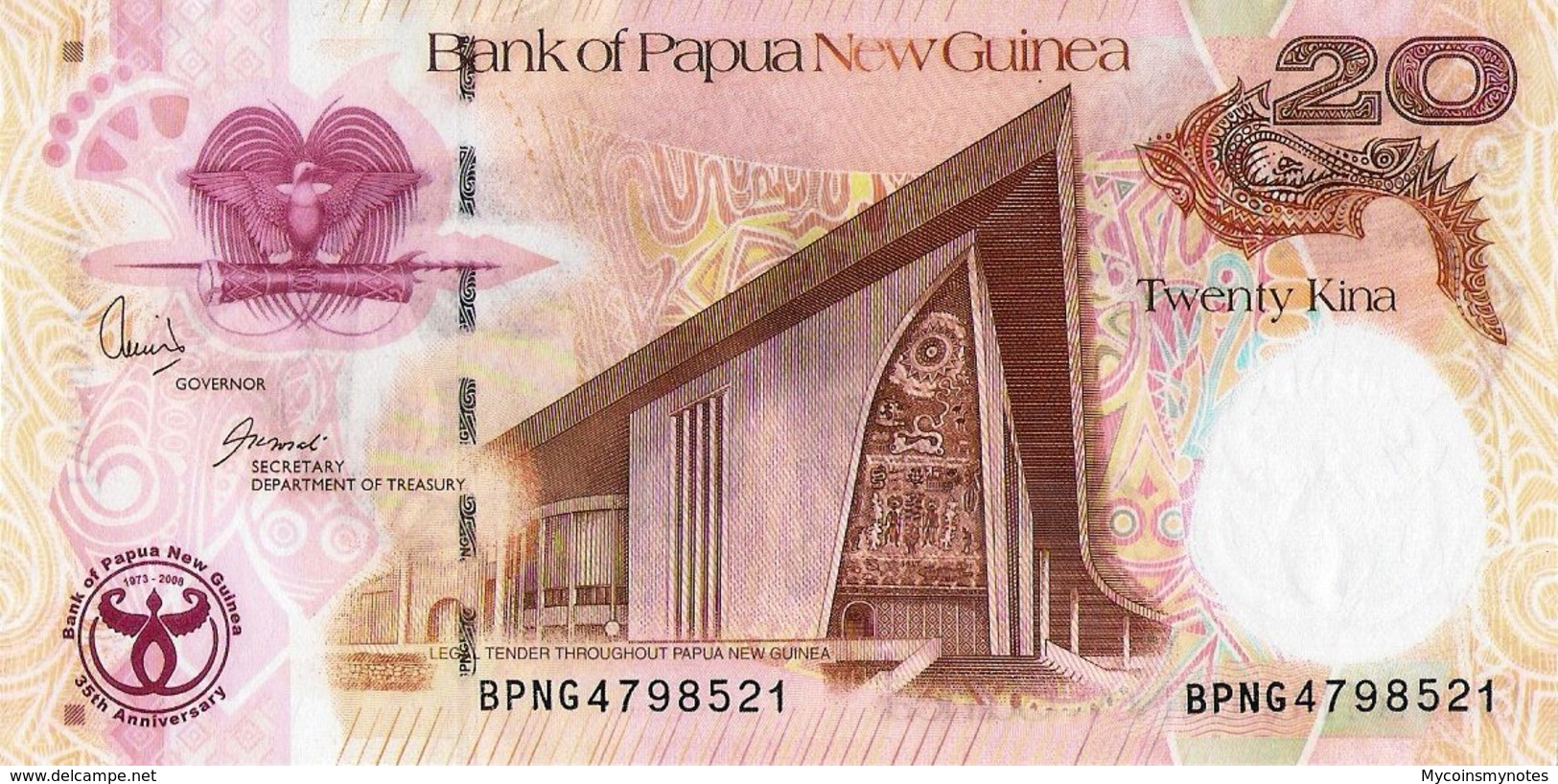 PAPUA NEW GUINEA, 20 Kina, 2008, Conmemorative, P36a, UNC - Papua-Neuguinea