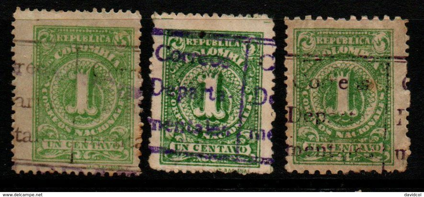 A187B- COLOMBIA - 1909 - LOKALPOST MARKEN- MI#: 3,4 I- USED - "CORREOS DEPARTAMENTALES OVERPRINTED" - Colombie