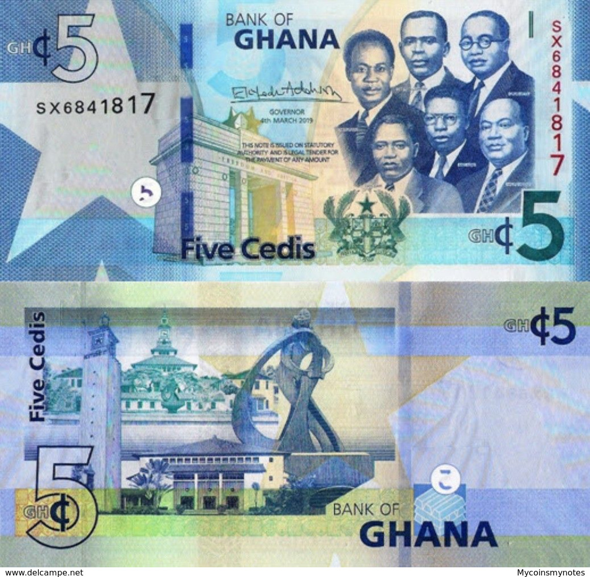 Ghana, 5 Cedi, 2019, P46,  Polymer, UNC - Ghana