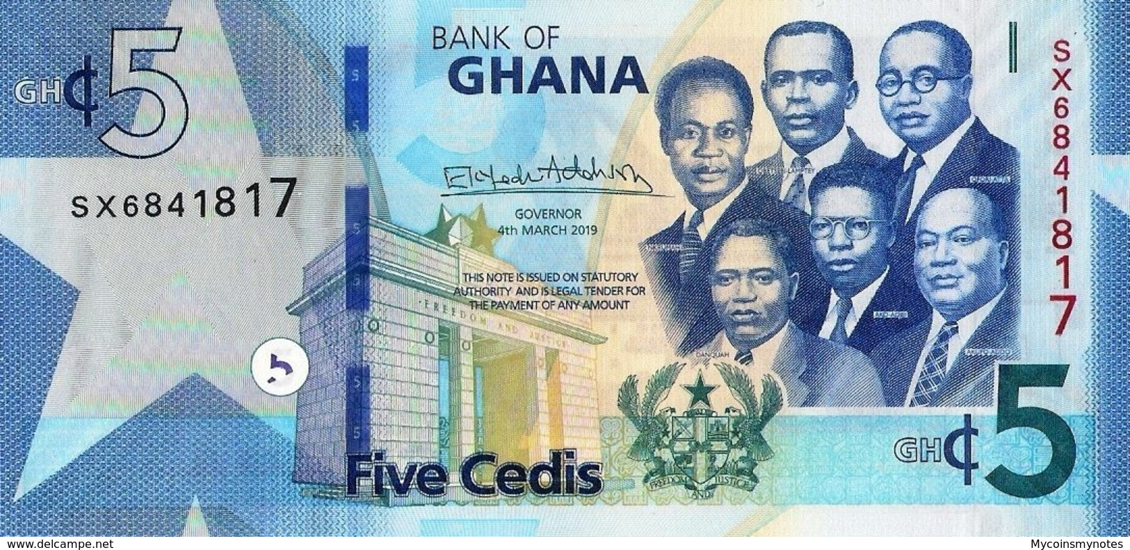 Ghana, 5 Cedi, 2019, P46,  Polymer, UNC - Ghana