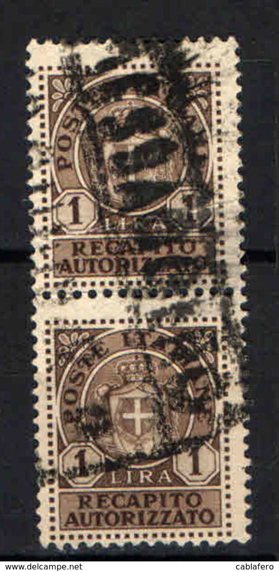 ITALIA LUOGOTENENZA - 1946 - 1 LRA - COPPIA - USATI - Servicio Privado Autorizado