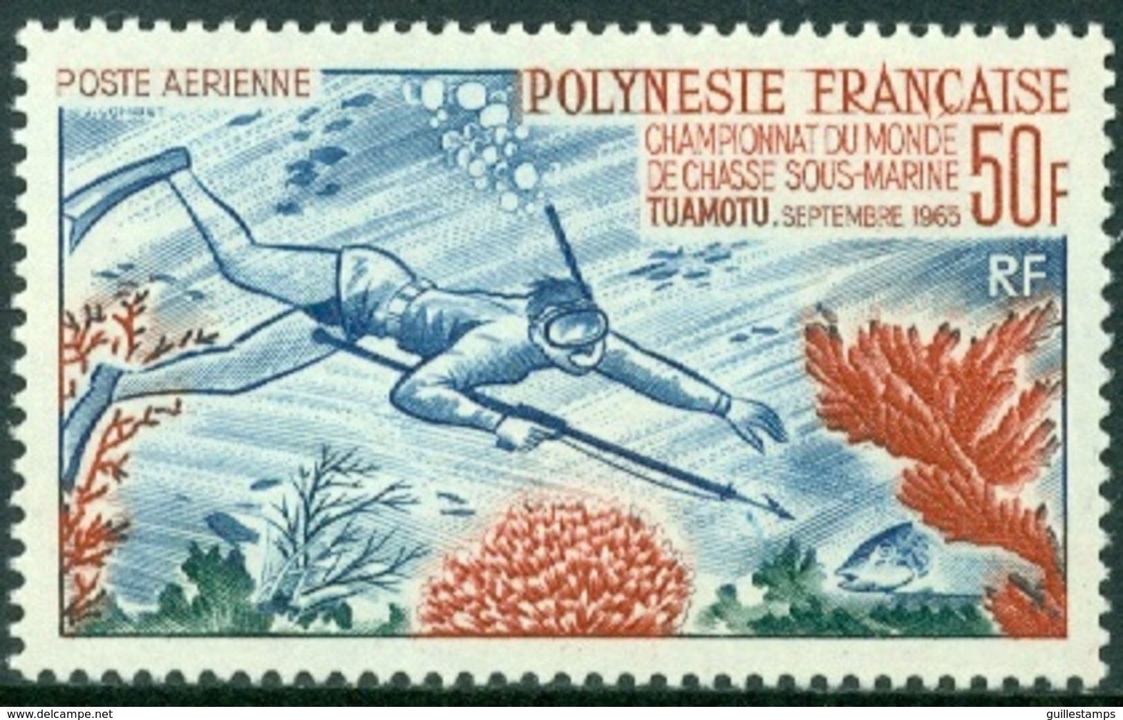 FRENCH POLYNESIA 1965 SPEARFISHING CHAMPIONSHIPS AIR MAIL** (MNH) - Ungebraucht