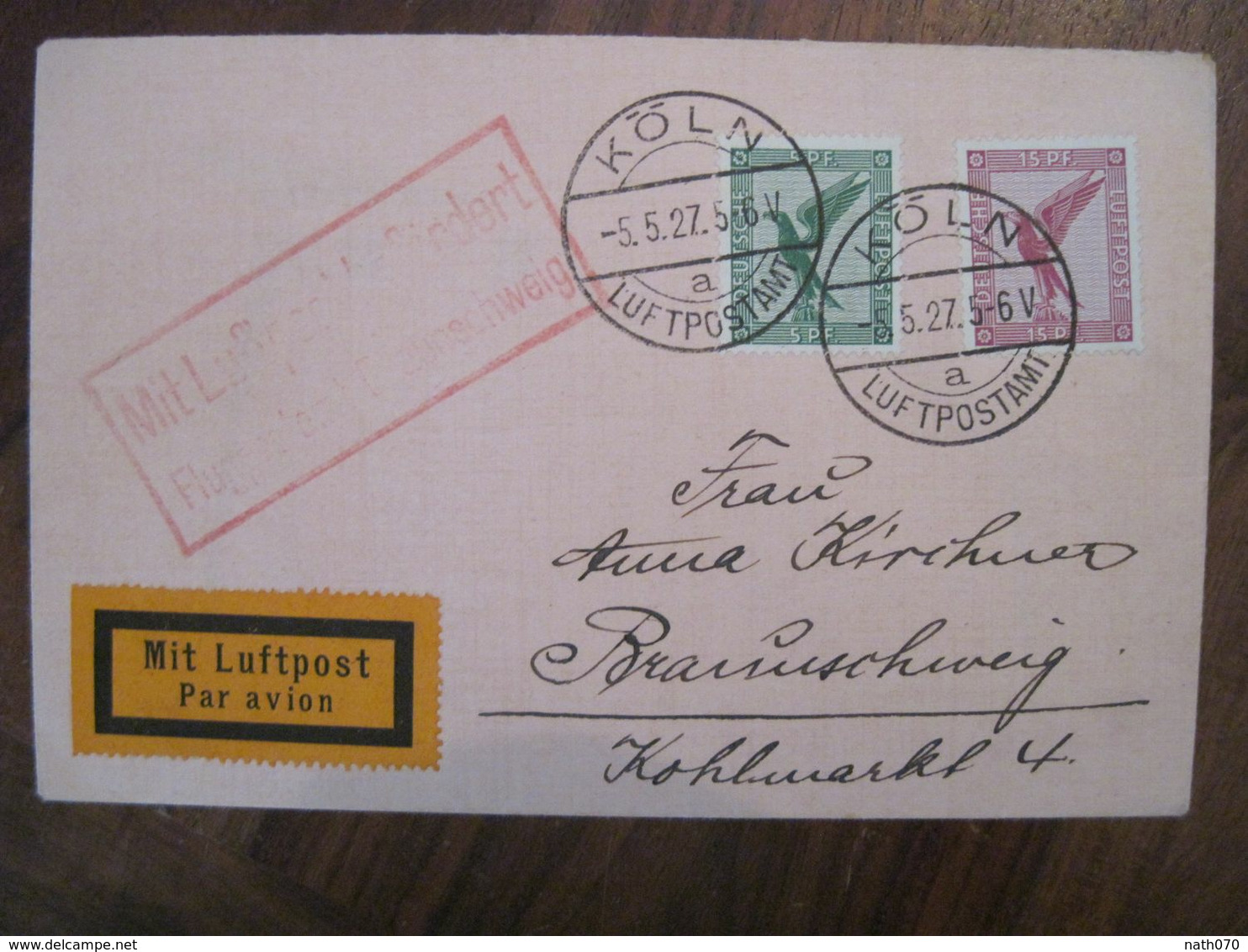 1927 Flugpost Mit Luftpost Air Mail Poste Aerienne Cover Deutsches Reich DR Germany Allemagne Luftpostamt - Cartas & Documentos